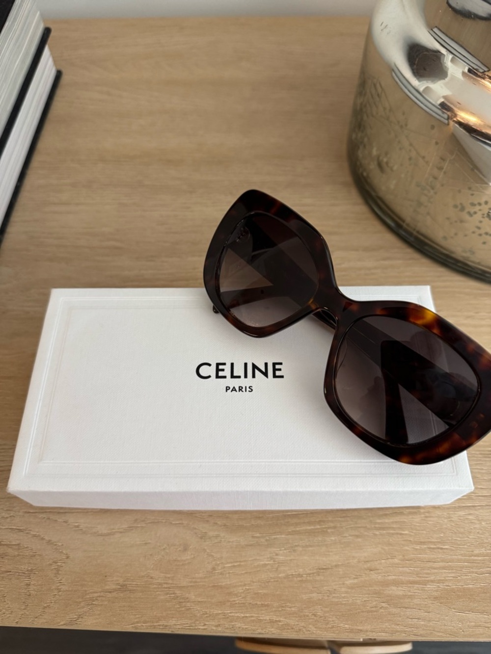 Celine Tortoiseshell Oversized Sunglasses with Brown Lenses
